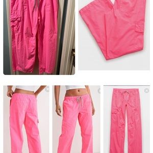 Aerie Baggy Cargo Skater Pant Pink Coral Sun